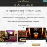 Tivoli Casinos officielle Live Casino-side med roulette, blackjack og danske dealere