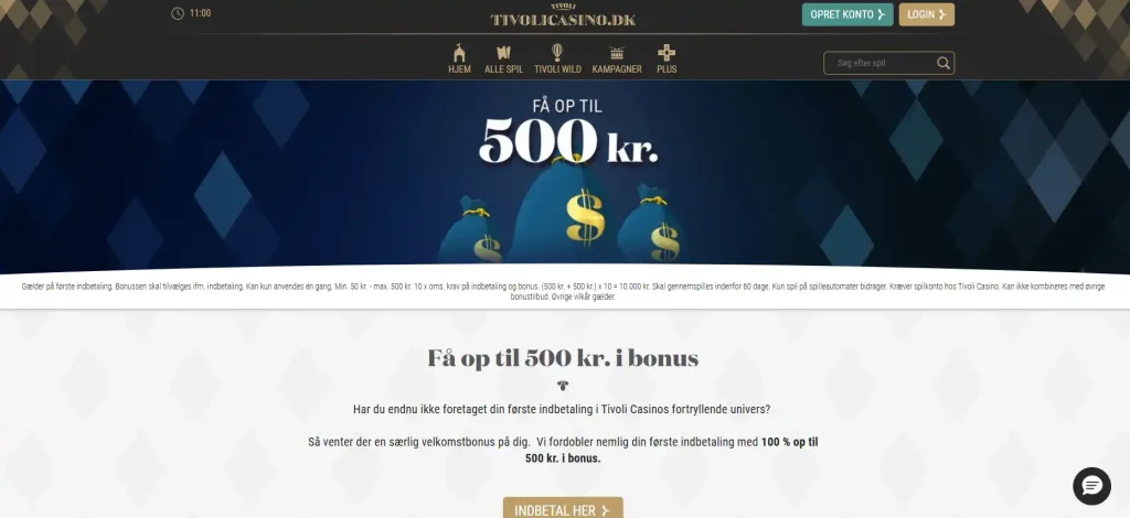 Tivoli Casinos officielle side for første indbetalingsbonus